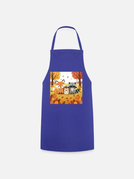 Herbstliche Waldtiere Illustration - Kochschürze - Royalblau