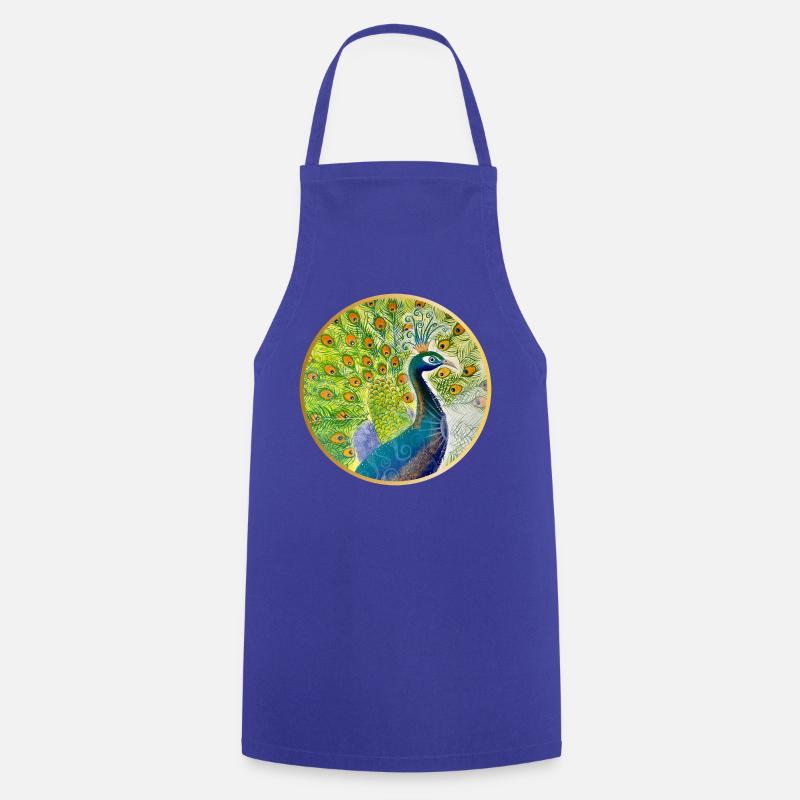 Prächtiger Pfau mit Krone - Kochschürze - Royalblau