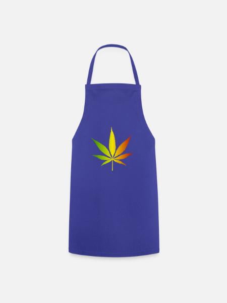 Rasta Gradient Cannabisblatt - Kochschürze - Royalblau