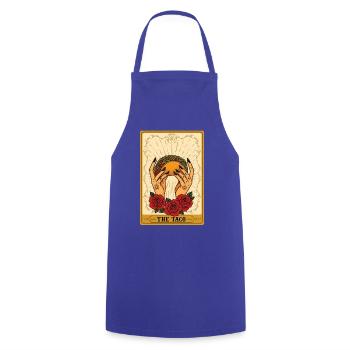 La carte de tarot Taco Bold Minimal Funny Vibe - Tablier de cuisine - bleu royal - Devant - AI Model Male 185 dark (185cm)
