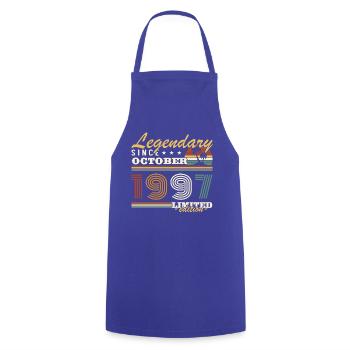 October 1997 Vinatge Retro Birthday Gift - Cooking Apron - royal blue - Front - AI Model Male 185 dark (185cm)