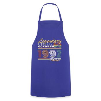 October 1992 Vinatge Retro Birthday Gift - Cooking Apron - royal blue - Front - AI Model Male 185 dark (185cm)