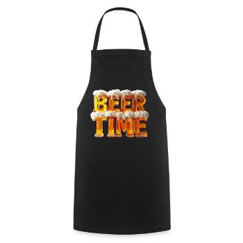 Beer Time – 3D Beer Glass Letters with Foam - Cooking Apron - black - Front - AI Model Male 185 dark (185cm)