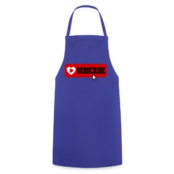 Fabulous YouTube Channel Subscribe Button Icon - Cooking Apron - royal blue - Front - AI Model Male 185 dark (185cm)