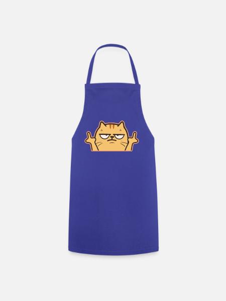 Mittelfinger Katze - Kochschürze - Royalblau