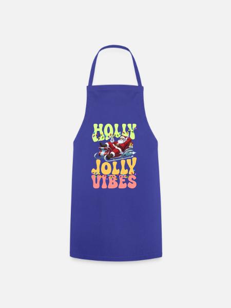 Santa Sleigh Holy Jolly Vibes - Kochschürze - Royalblau