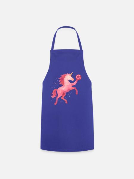 Einhorn Handball Aquarell, pinkes Pferd, Mädchen - Kochschürze - Royalblau