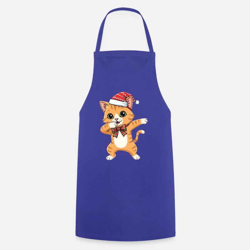 Danse drôle de Noël avec chat et dabbing. - Tablier de cuisine - bleu royal