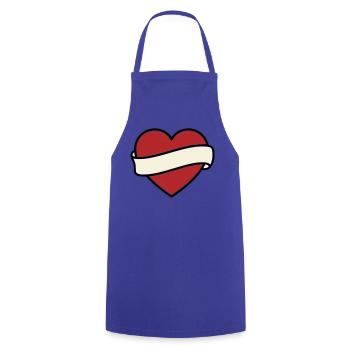 Tattoo Heart Banner Scroll Vector - Cooking Apron - royal blue - Front - AI Model Male 185 dark (185cm)