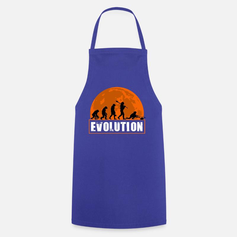 Curling Evolution Silhouette Wintersport Humor - Kochschürze - Royalblau