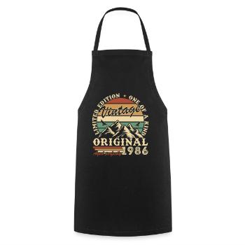 1986 Vintage Rétro Cadeau D'anniversaire - Tablier de cuisine - noir - Devant - AI Model Male 185 dark (185cm)