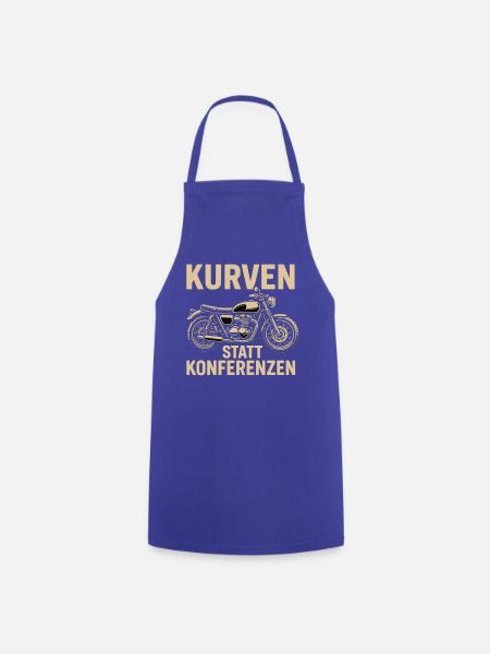 Kurven statt Konferenzen, biker geschenk - Kochschürze - Royalblau