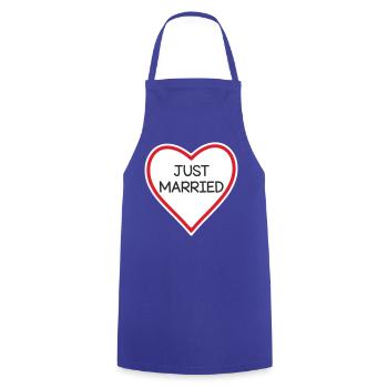 Heart Banner Just Married - Cooking Apron - royal blue - Front - AI Model Male 185 dark (185cm)