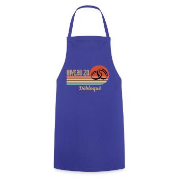 Level 20 Unlocked Retro Graphic Design - Cooking Apron - royal blue - Front - AI Model Male 185 dark (185cm)