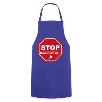 Stopp Hammertime - Kochschürze - Royalblau - Vorne - AI Model Male 185 dark (185cm)