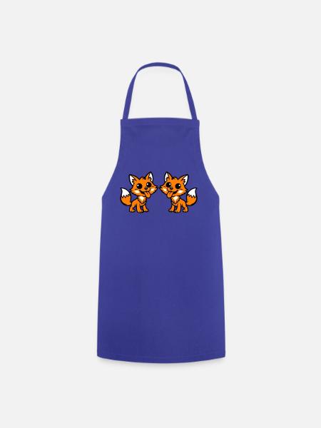 Fox Couple - Cooking Apron - royal blue