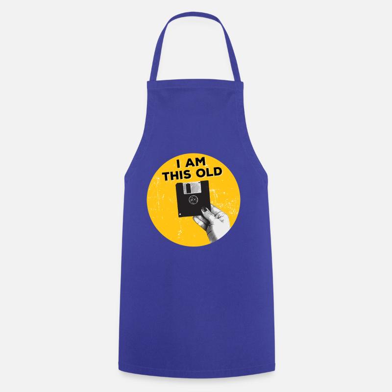 I am this old floppy disk 80s retro - Cooking Apron - royal blue