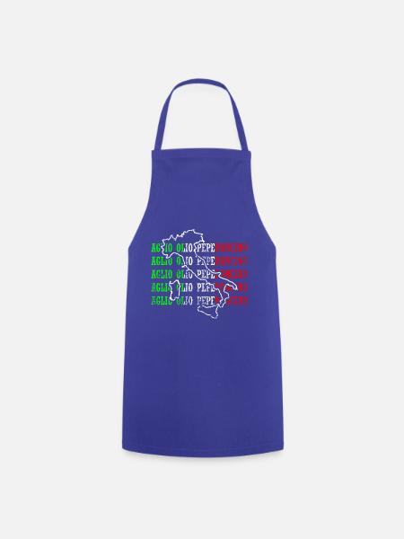 Lustiges Knoblauchöl Chili-Pfeffer-Souvenirs Italien - Kochschürze - Royalblau