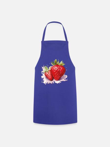 Wasserfarben Erdbeeren - Kochschürze - Royalblau