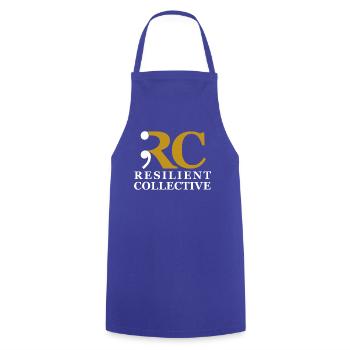 Emblème du Collectif Résilient - Tablier de cuisine - bleu royal - Devant - AI Model Male 185 dark (185cm)