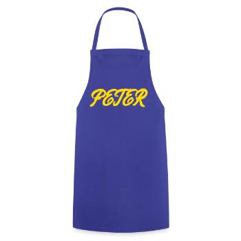 gel er text Peter - Cooking Apron - royal blue - Front - AI Model Male 185 dark (185cm)