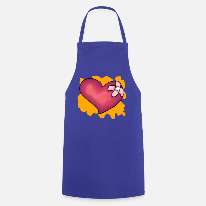 Patched Heart - Cooking Apron - royal blue