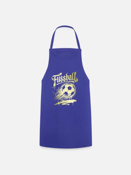 Fußball Schriftzug Dynamischer Ball Gold - Kochschürze - Royalblau