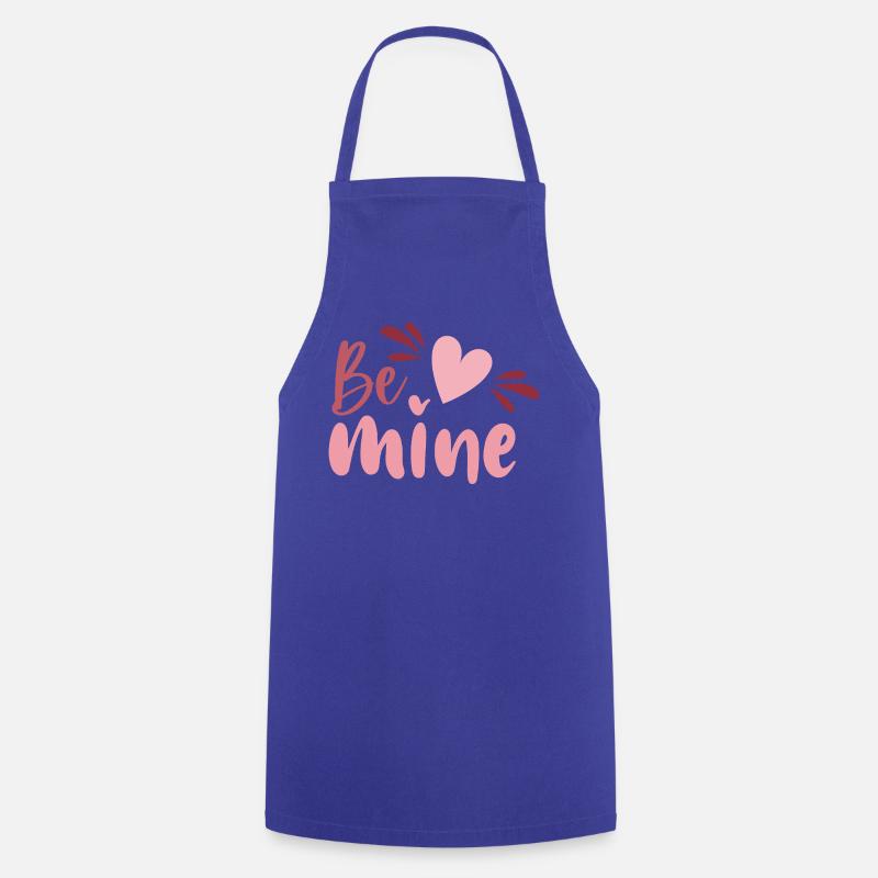 Be Mine Heart Script - Cooking Apron - royal blue