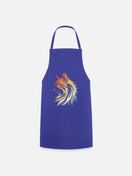 Katze Retro Stil - Kochschürze - Royalblau