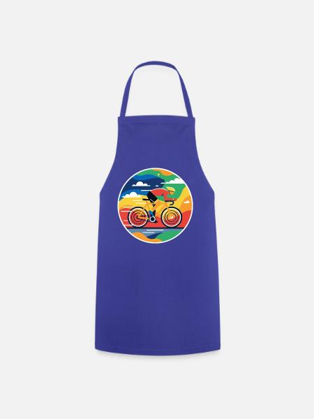 Bunter Radfahrer Rundbild - Kochschürze - Royalblau