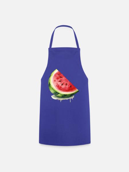 Aquarell-Wassermelone Scheibe - Kochschürze - Royalblau