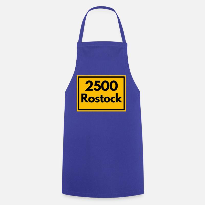 OLD POSTCODE POSTCODE RETRO 2500 ROSTOCK HANSEPORT - Cooking Apron - royal blue