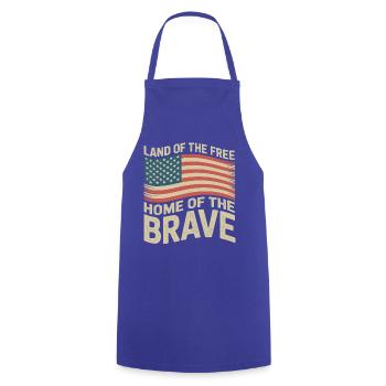 Terre de la Liberté - Drapeau vintage des États-Unis - Tablier de cuisine - bleu royal - Devant - AI Model Male 185 dark (185cm)