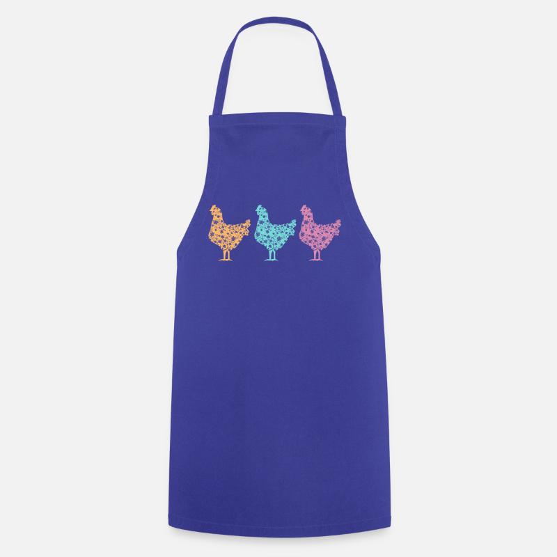 Fans de poulet - Coq - Coq - Poulet fleur - Bio - Tablier de cuisine - bleu royal