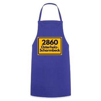 OLD POSTCODE POSTCODE 2860 OSTERHOLZ-SCHARMBECK - Cooking Apron - royal blue - Front - AI Model Male 185 dark (185cm)