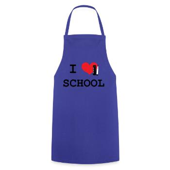 J'aime l'École : Motif Love School Iconique Noir - Tablier de cuisine - bleu royal - Devant - AI Model Male 185 dark (185cm)