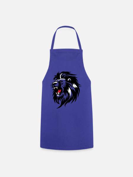 Rowing Lion Silhouette with Red Tongue - Cooking Apron - royal blue