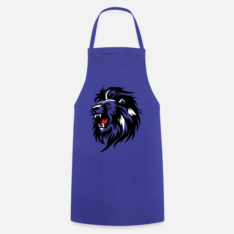 Rowing Lion Silhouette with Red Tongue - Cooking Apron - royal blue