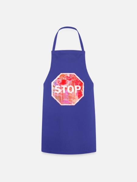 Grunge-Stoppschild - Kochschürze - Royalblau