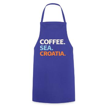 Café. Mer. Croatie (Hrvatska). - Tablier de cuisine - bleu royal - Devant - AI Model Male 185 dark (185cm)