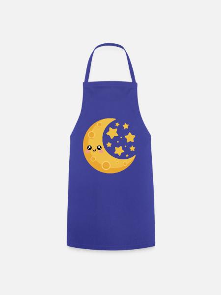 Mond und Sterne - Kochschürze - Royalblau