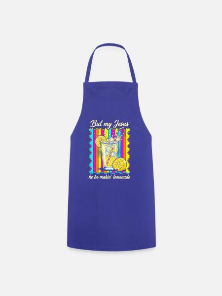 Jesus macht Limonade – Bunter Retro-Print - Kochschürze - Royalblau