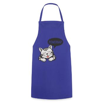 Powernap Katze - Schlafendes Motiv - Kochschürze - Royalblau - Vorne - AI Model Male 185 dark (185cm)