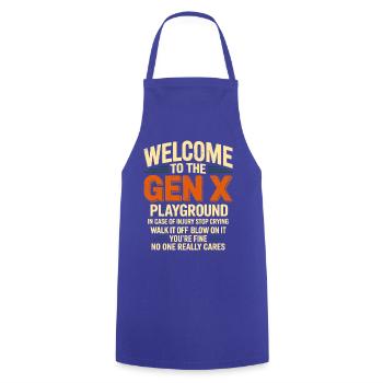 Welcome to the playground of Generation X - Cooking Apron - royal blue - Front - AI Model Male 185 dark (185cm)