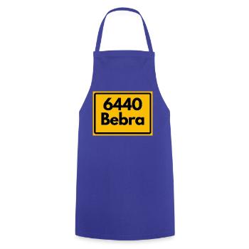 ALTE POSTLEITZAHL PLZ RETRO 6440 BEBRA HEIMATSTOLZ - Kochschürze - Royalblau - Vorne - AI Model Male 185 dark (185cm)
