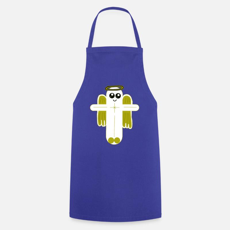 Cross Crucifix Angel Protector - Cooking Apron - royal blue