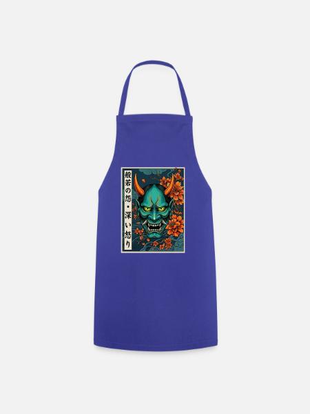 Hannya-Yōkai Dämon Oni - Kochschürze - Royalblau