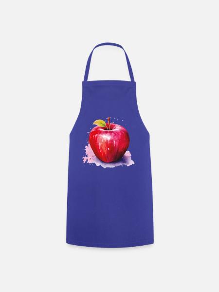 Aquarell Apfel im Farbspritzer - Kochschürze - Royalblau
