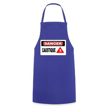 Panneau Danger Caustique - Tablier de cuisine - bleu royal - Devant - AI Model Male 185 dark (185cm)