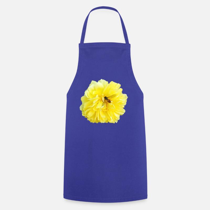 Yellow_Rose_-_Bee_Nature_Photography - Tablier de cuisine - bleu royal